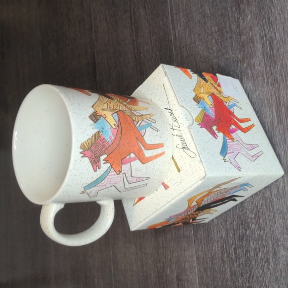 Vintage 90s Laurel Burch coffee mug Native Horses Southwestern Western - Picture 3 of 5